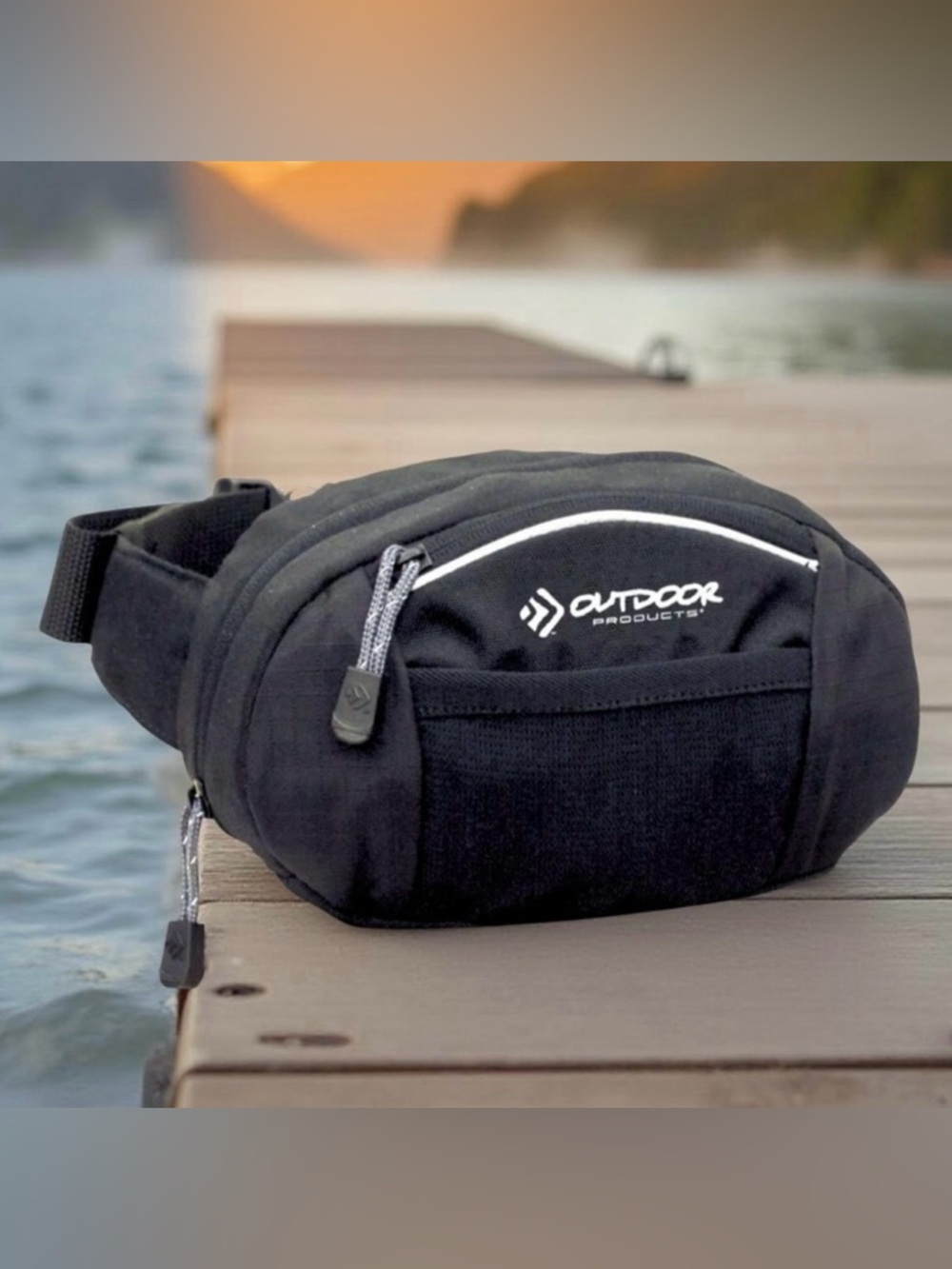Outdoor Products Fanny Pack Black Waist Pouch Sports Hiking Walking Bag NWT